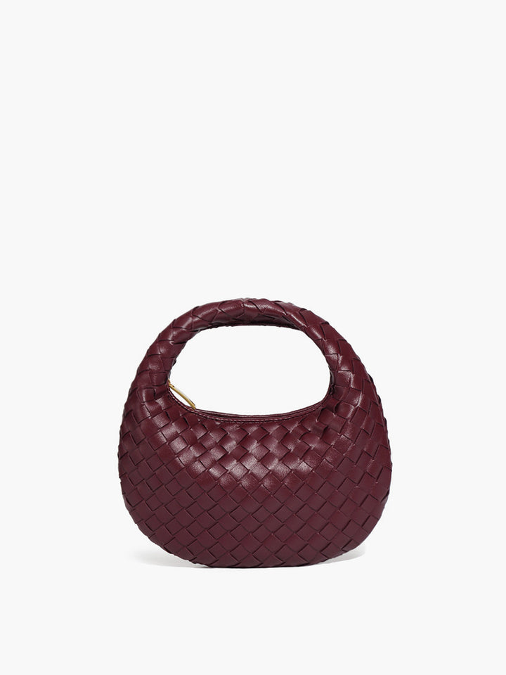 Sac à main zippé tissé arrondi