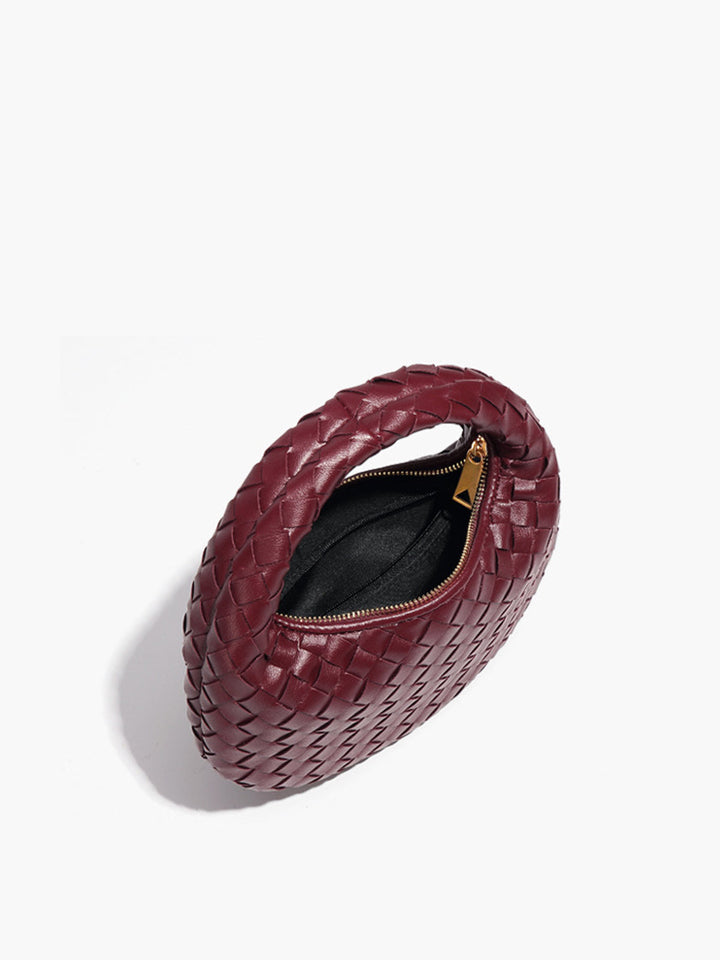 Sac à main zippé tissé arrondi