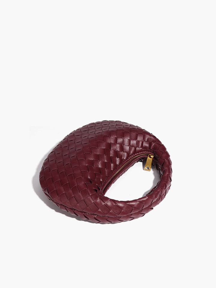 Sac à main zippé tissé arrondi