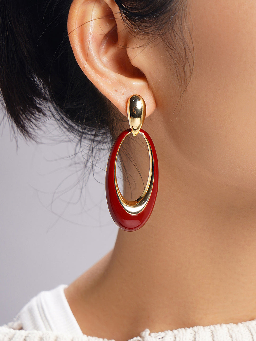 Boucles d'oreilles créoles ovales à goutte d'huile