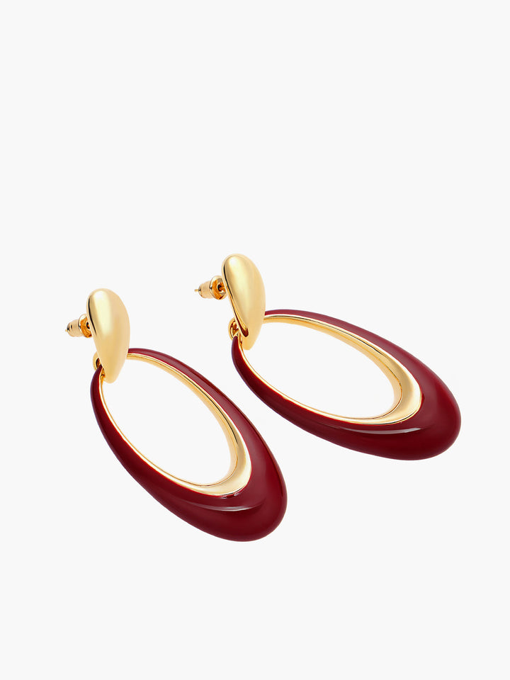 Boucles d'oreilles créoles ovales à goutte d'huile