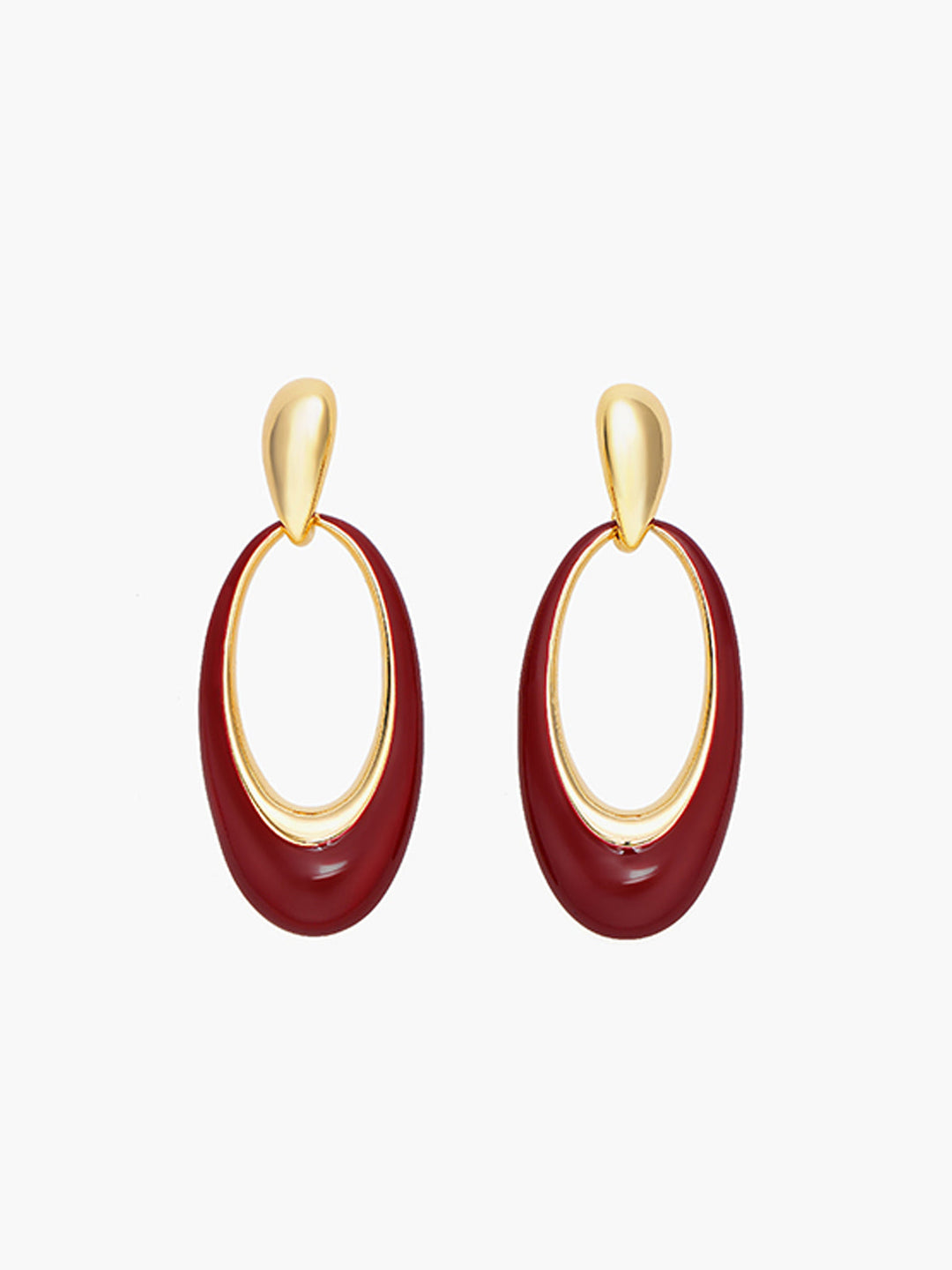 Boucles d'oreilles créoles ovales à goutte d'huile