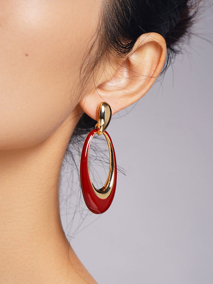 Boucles d'oreilles créoles ovales à goutte d'huile