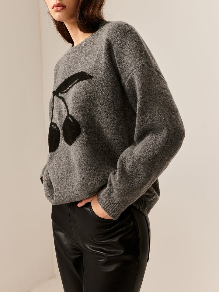 Pull en maille mélangée avec imprimé cerise