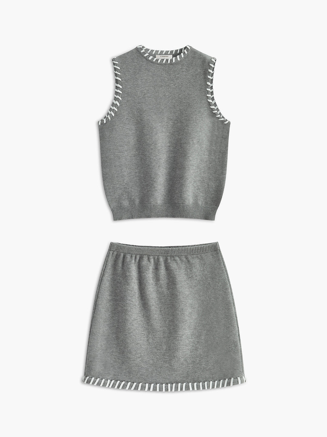 Ensemble Jupe Sans Manches à Bordure Contrastée