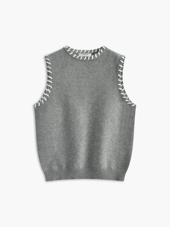 Ensemble Jupe Sans Manches à Bordure Contrastée