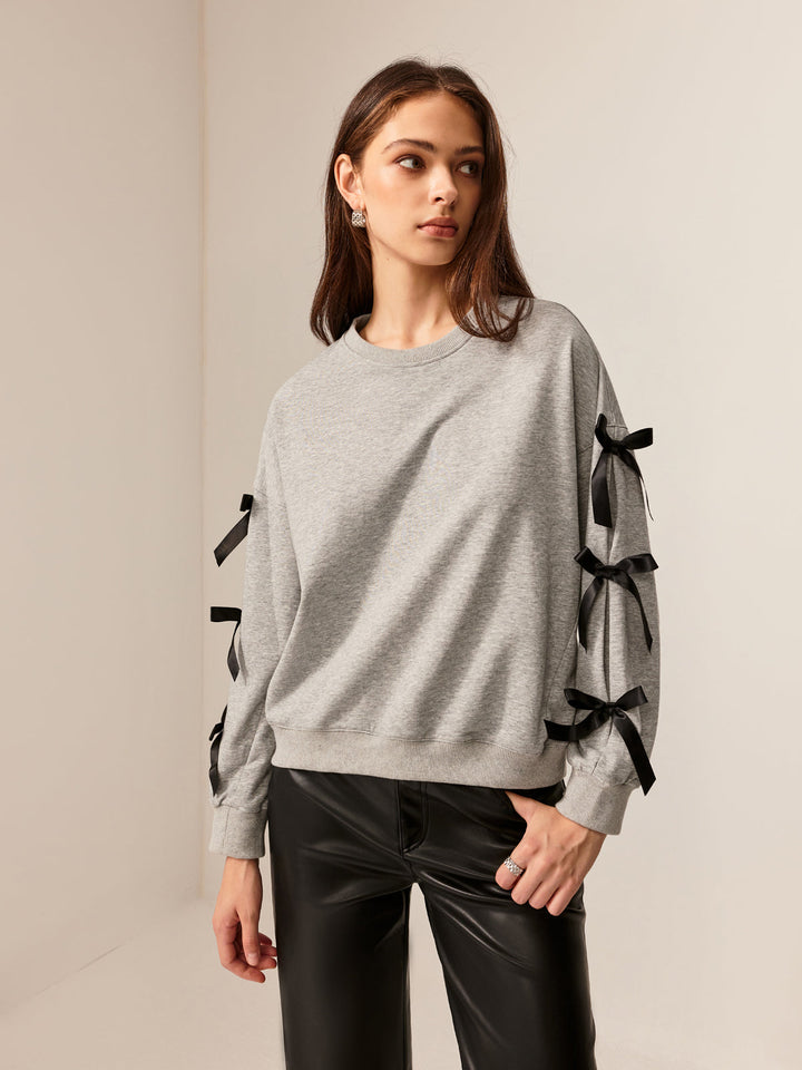 Sweatshirt à col ras du cou avec nœud