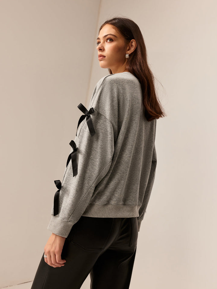 Sweatshirt à col ras du cou avec nœud