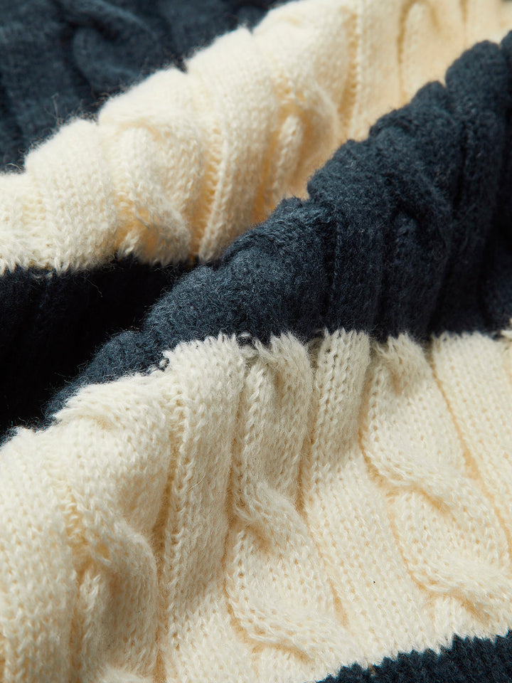 Pull Col V Rayé en Tricot