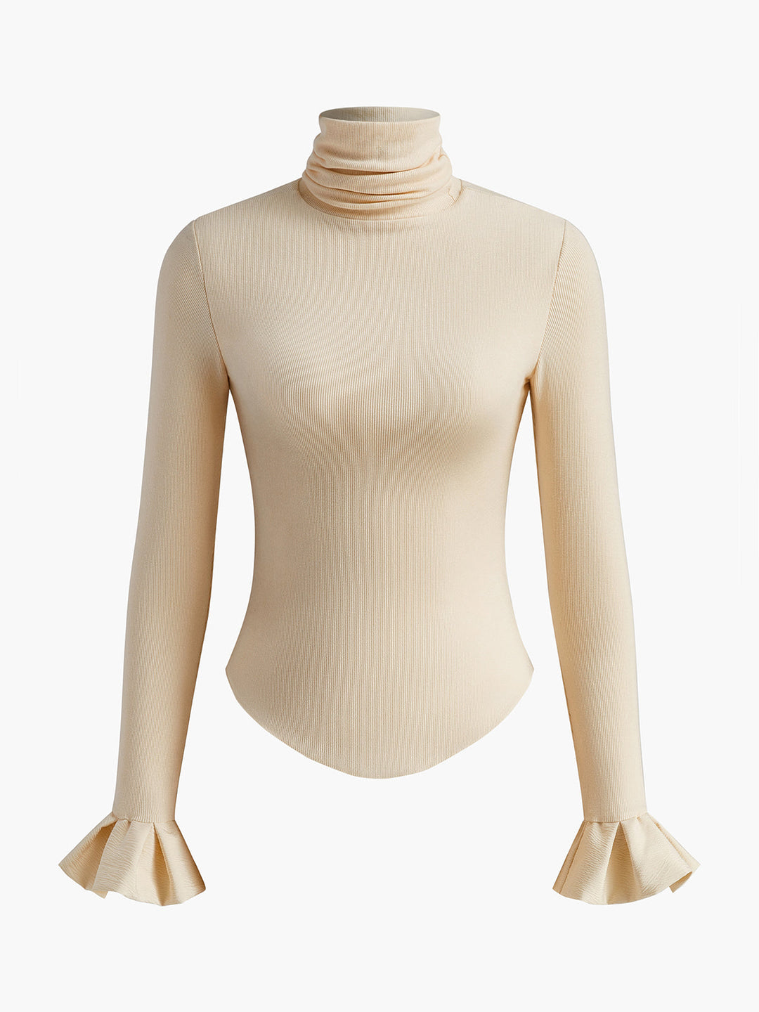 T-shirt côt lông cừu xếp li tay bèo