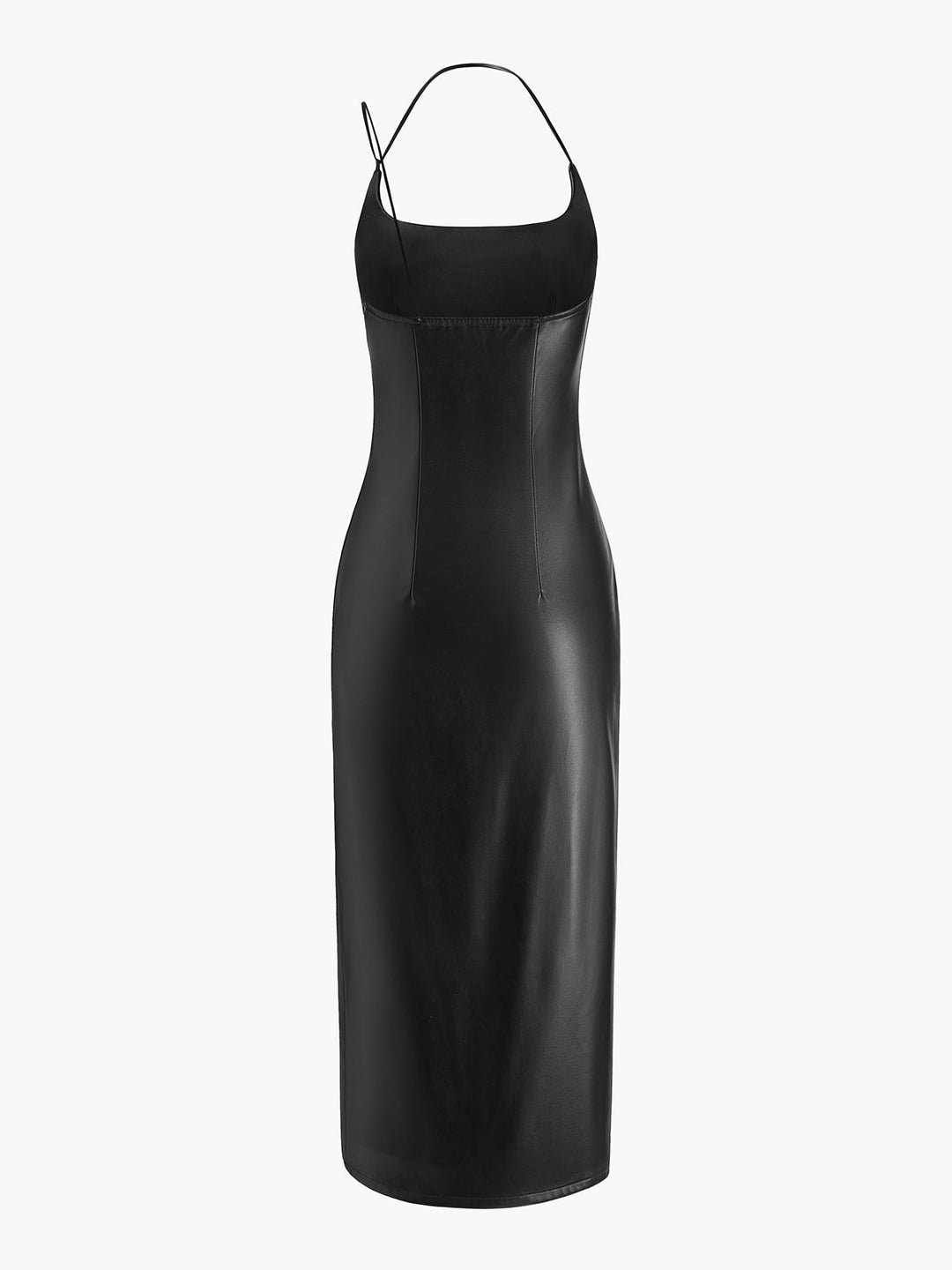 Robe débardeur en similicuir à fente latérale