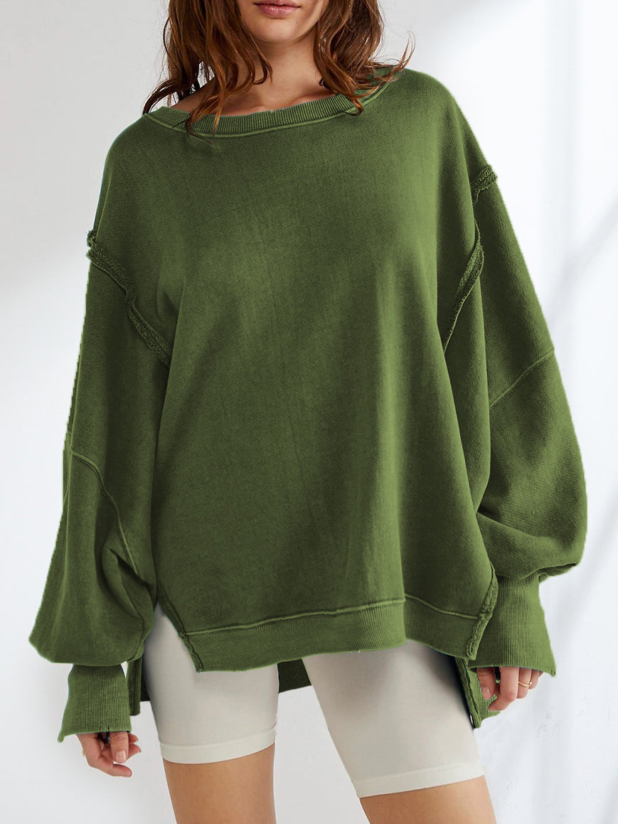Sweatshirt Col Ras du Cou en Coton Uni