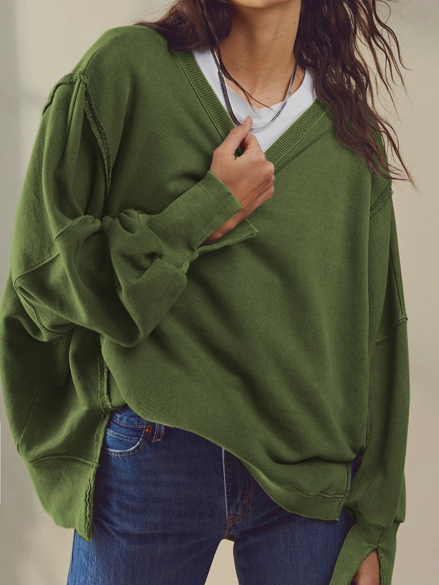Sweatshirt Col Ras du Cou en Coton Uni