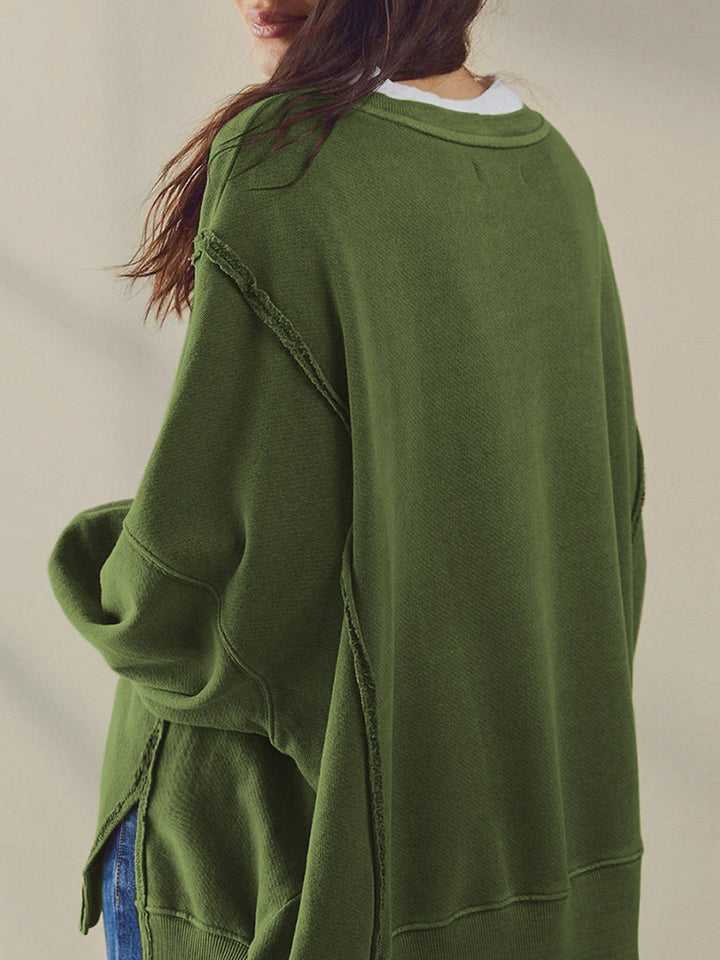 Sweatshirt Col Ras du Cou en Coton Uni
