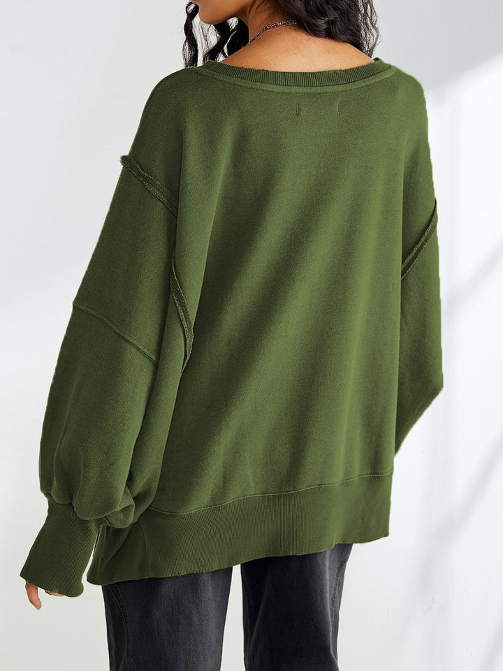 Sweatshirt Col Ras du Cou en Coton Uni