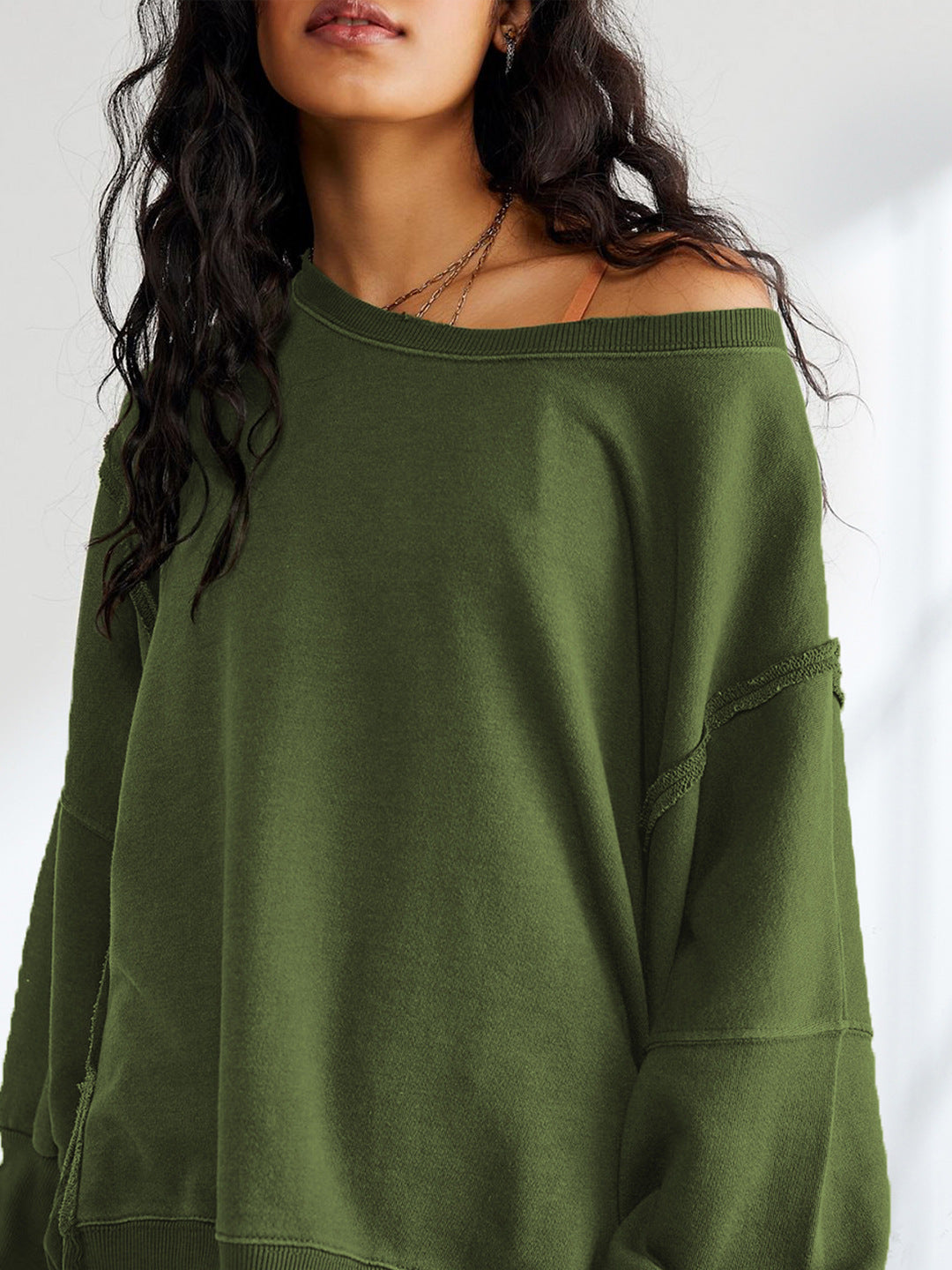 Sweatshirt Col Ras du Cou en Coton Uni