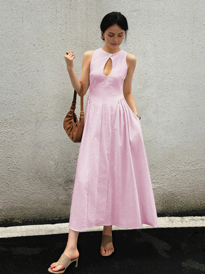 Robe Longue Plissée en Coton et Lin