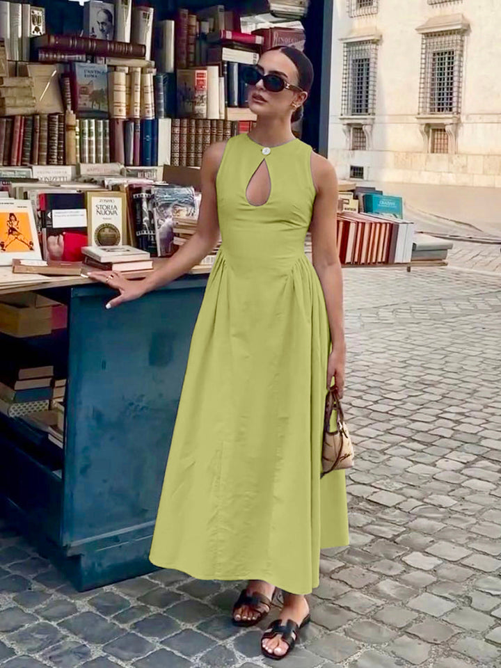 Robe Longue Plissée en Coton et Lin