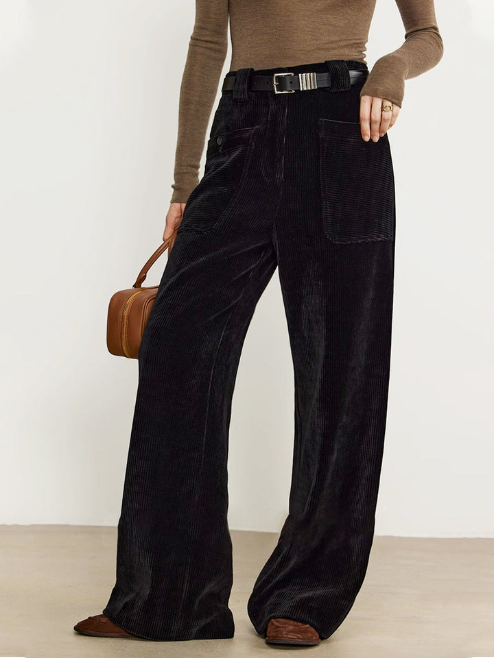 Pantalons Drape En Velours Côtelé Sans Ceinture