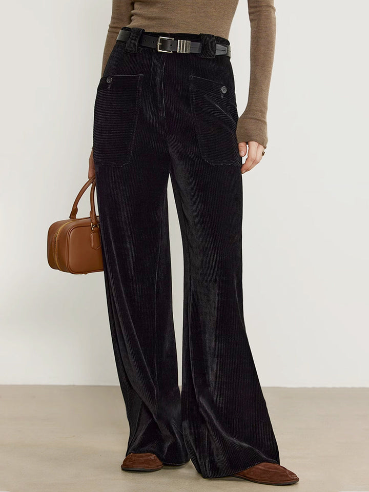 Pantalons Drape En Velours Côtelé Sans Ceinture