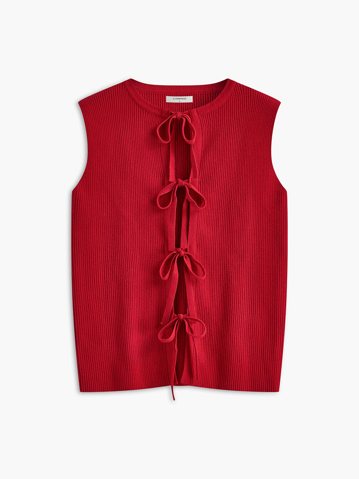 Gilet Pull Col Cravate Côtelé