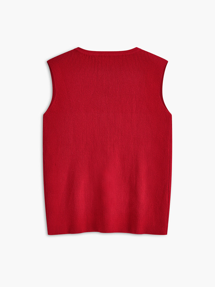 Gilet Pull Col Cravate Côtelé