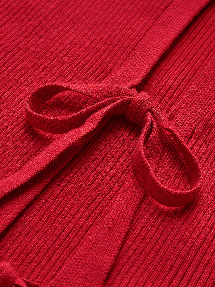 Gilet Pull Col Cravate Côtelé