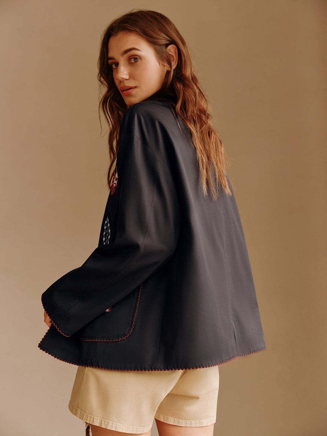 Veste à revers brodée Bohème