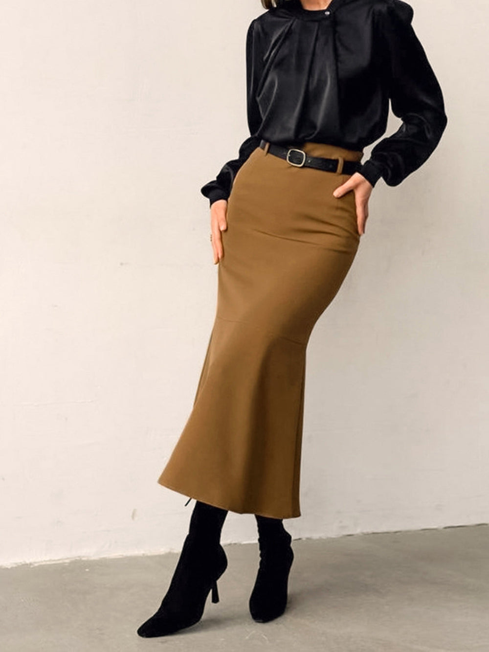 Jupe Unie Minimaliste Sans Ceinture