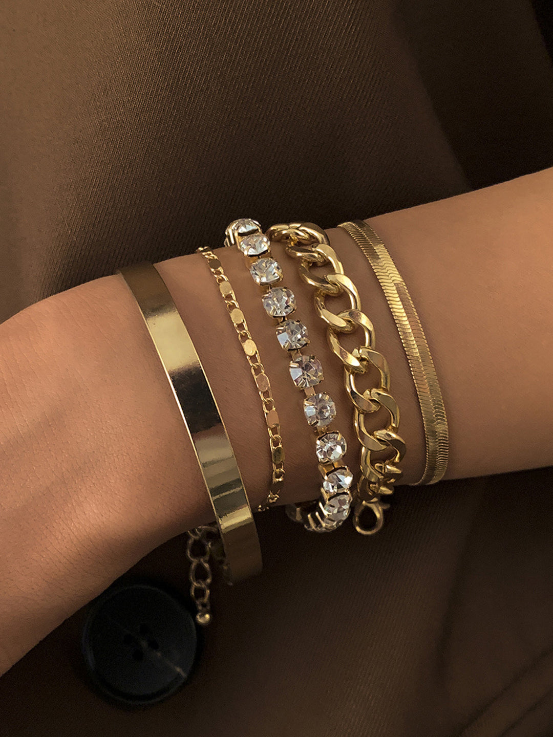 Bracelet Chaîne Serpent Strass 5pcs