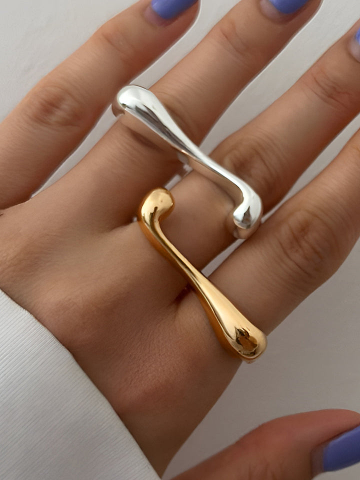 Bague Ouverte Goutte d'Eau Irrégulière