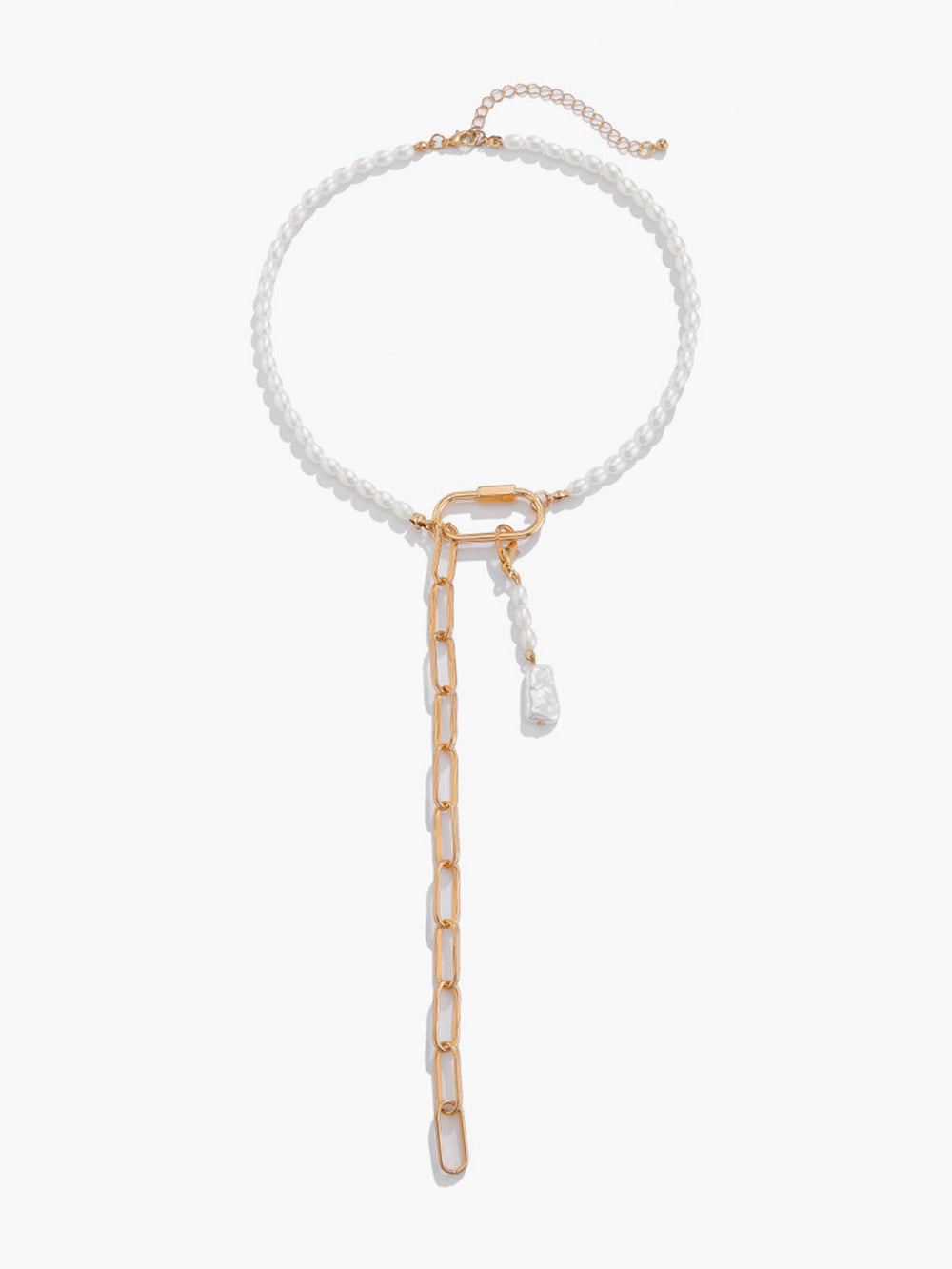 Collier Sautoir Géométrique à Maillons Perlés en Y