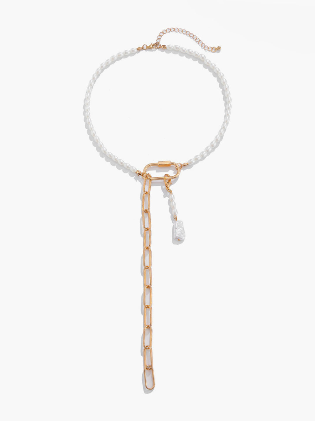 Collier Sautoir Géométrique à Maillons Perlés en Y