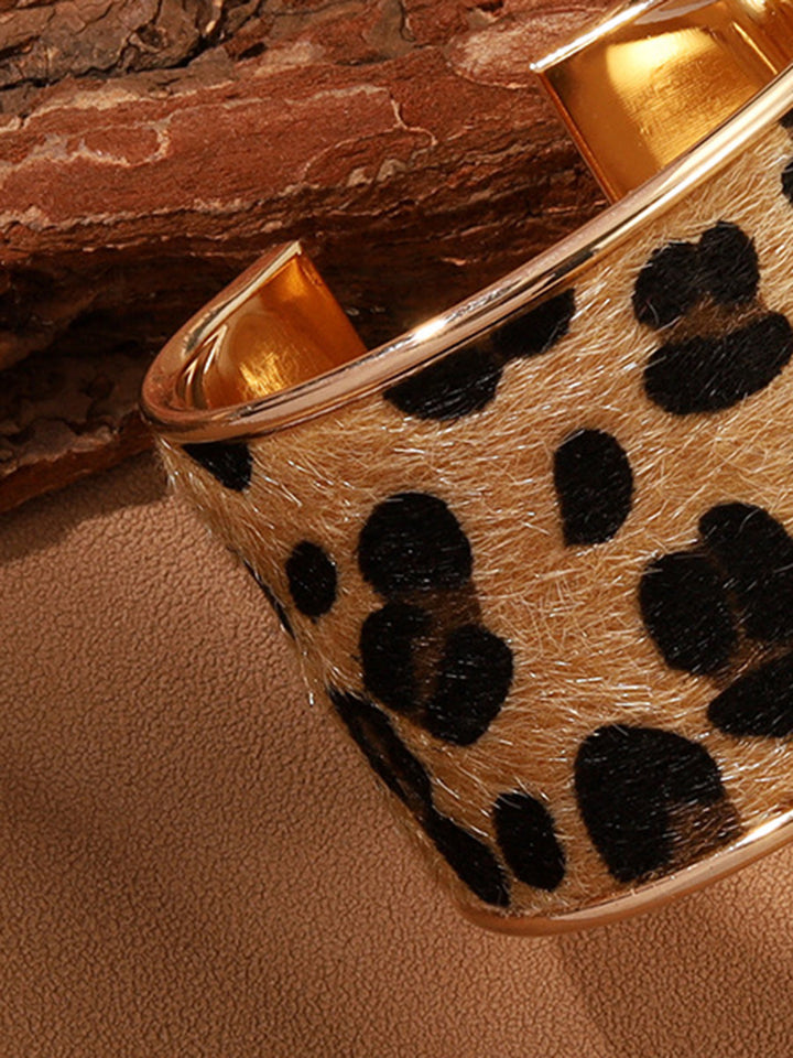 Bracelet à Manchette Ouverte Imprimé Léopard