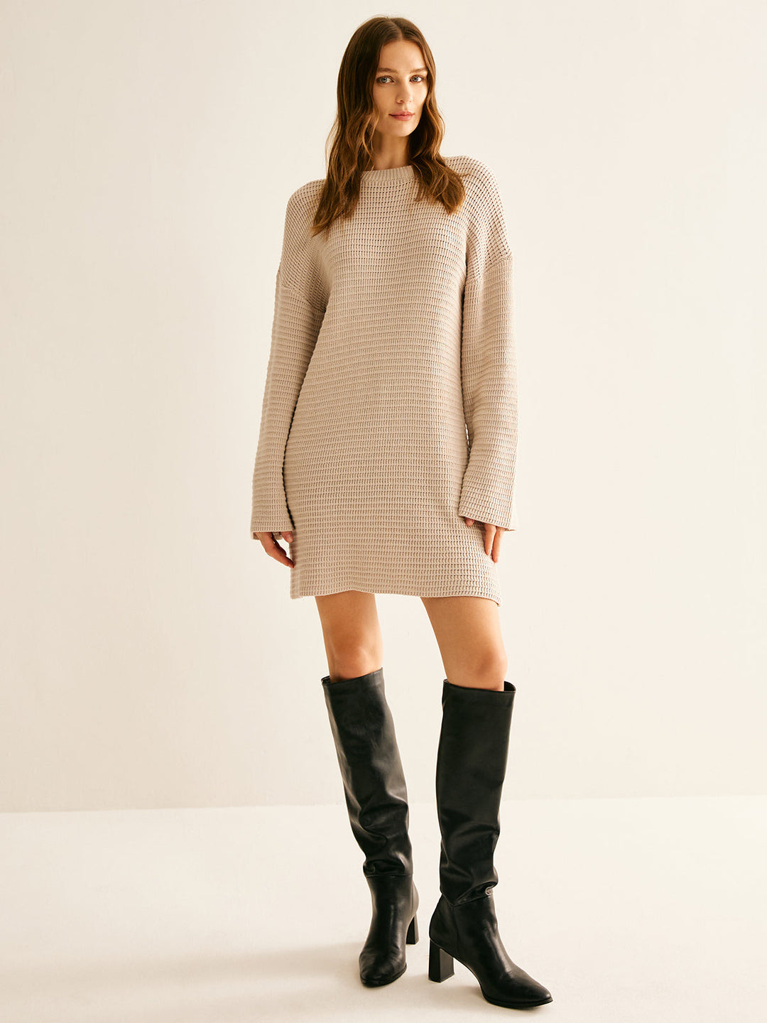 Sweater With Crew Neck Without Belt