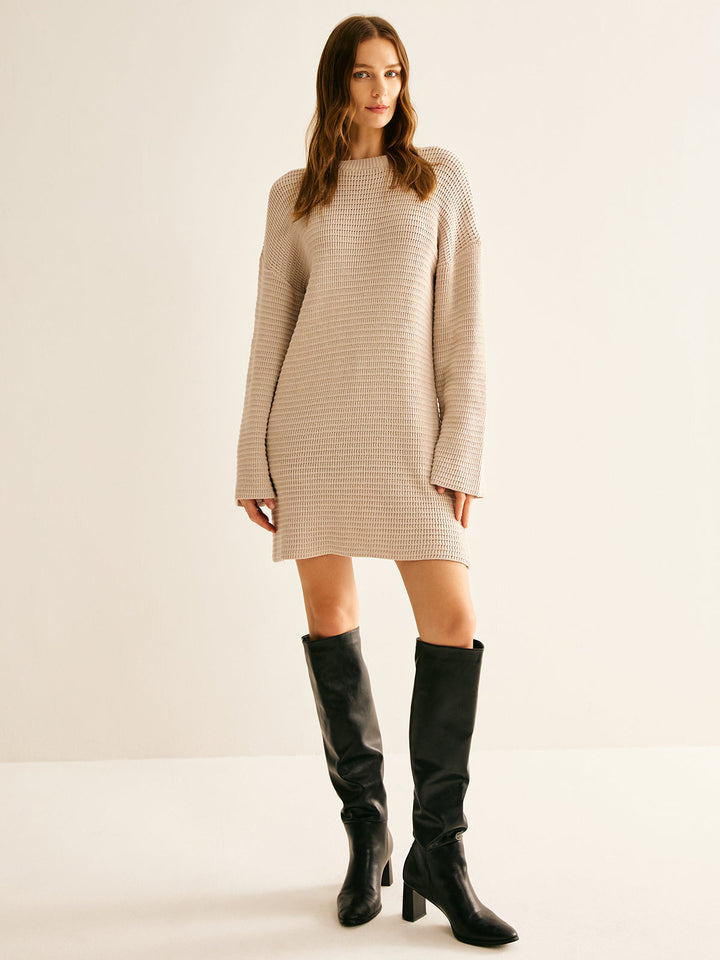 Sweater With Crew Neck Without Belt