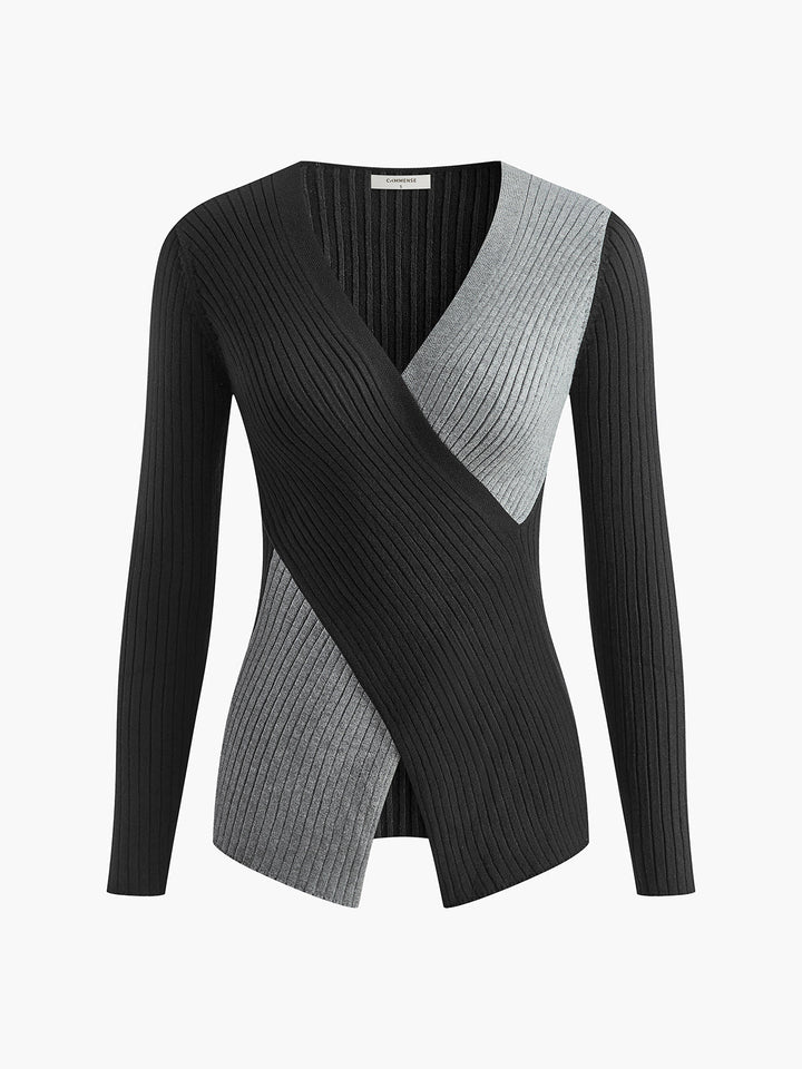 Haut Ajusté En Tricot Criss Cross Bicolore