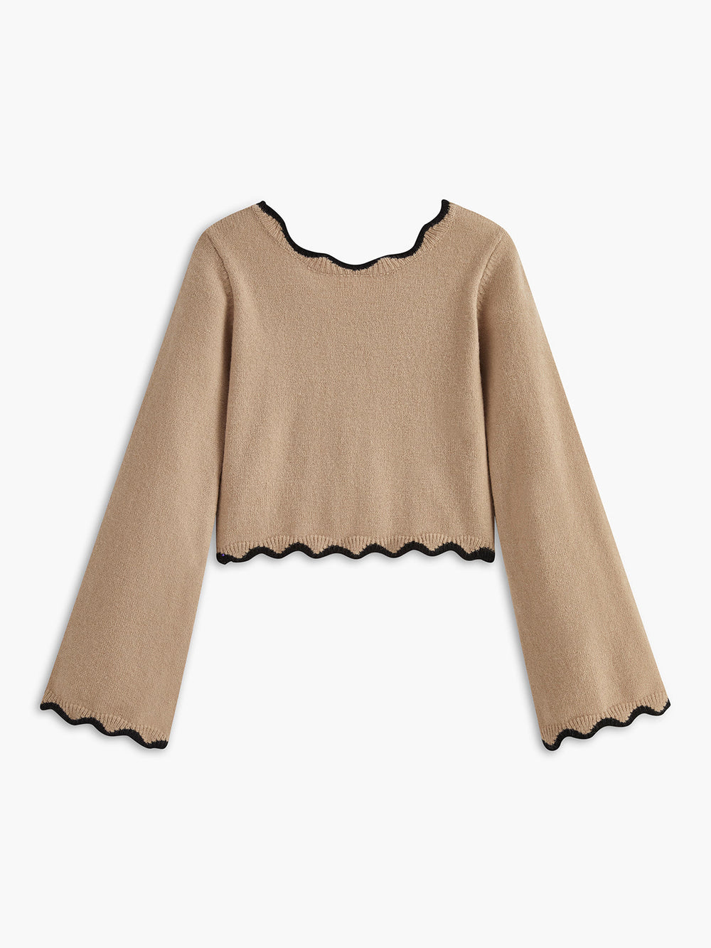 Pull à Vagues Contrastées avec Nœud