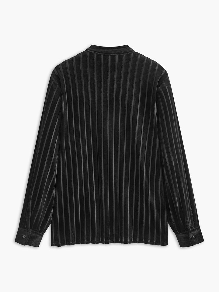 Polo Col Bouton Semi-Transparence à Rayures