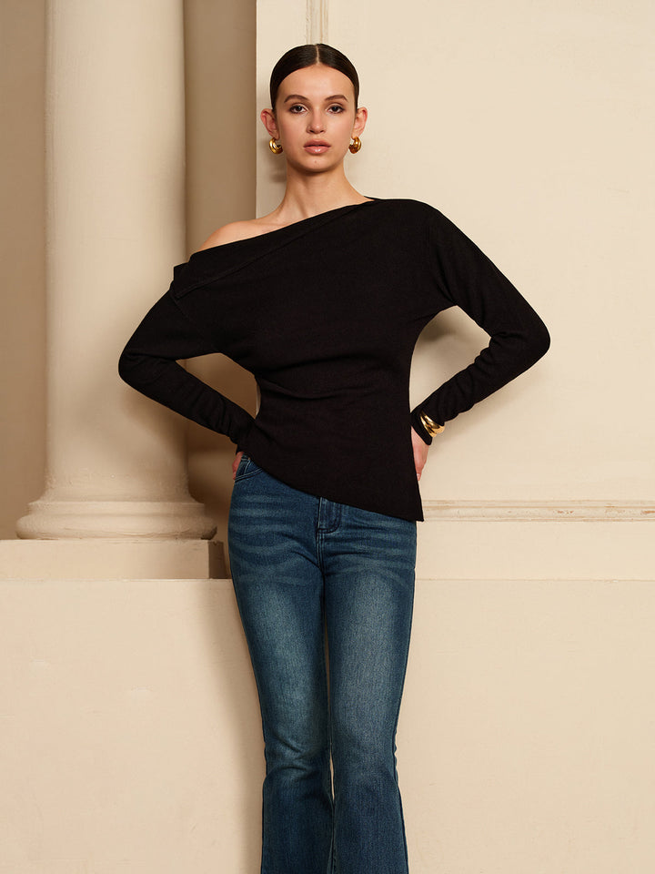 T-Shirt Stretch Plissé Asymétrique