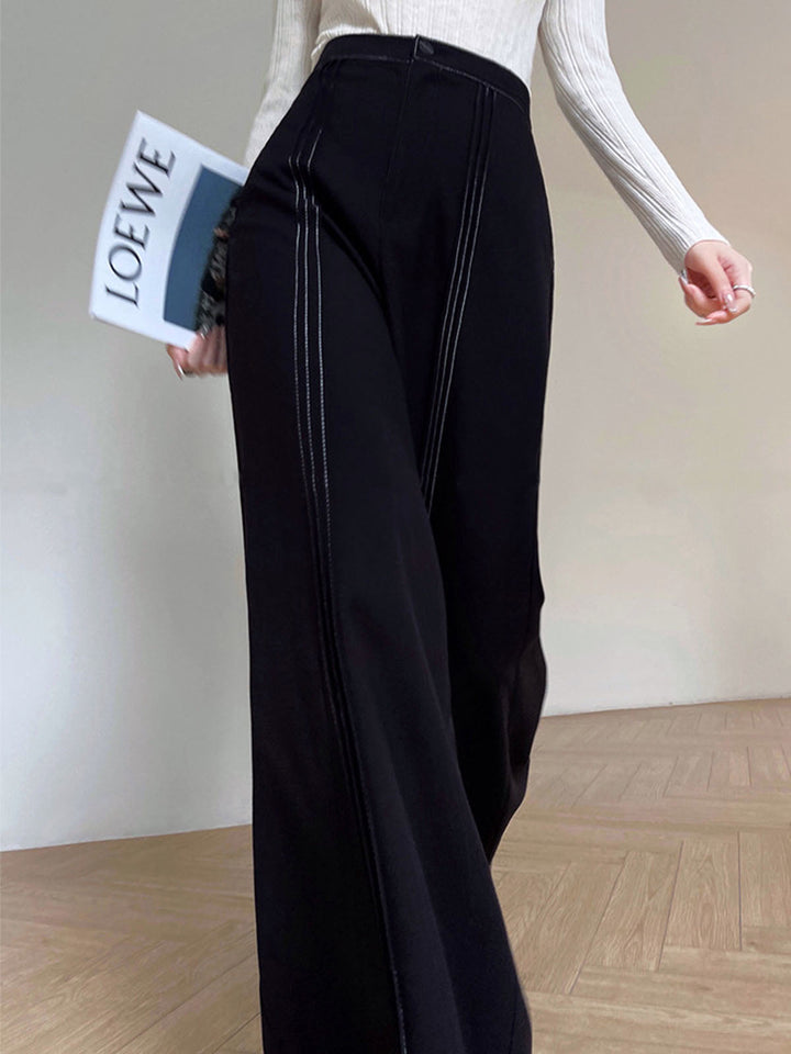 Pantalons évasés à jambes larges à barres contrastées