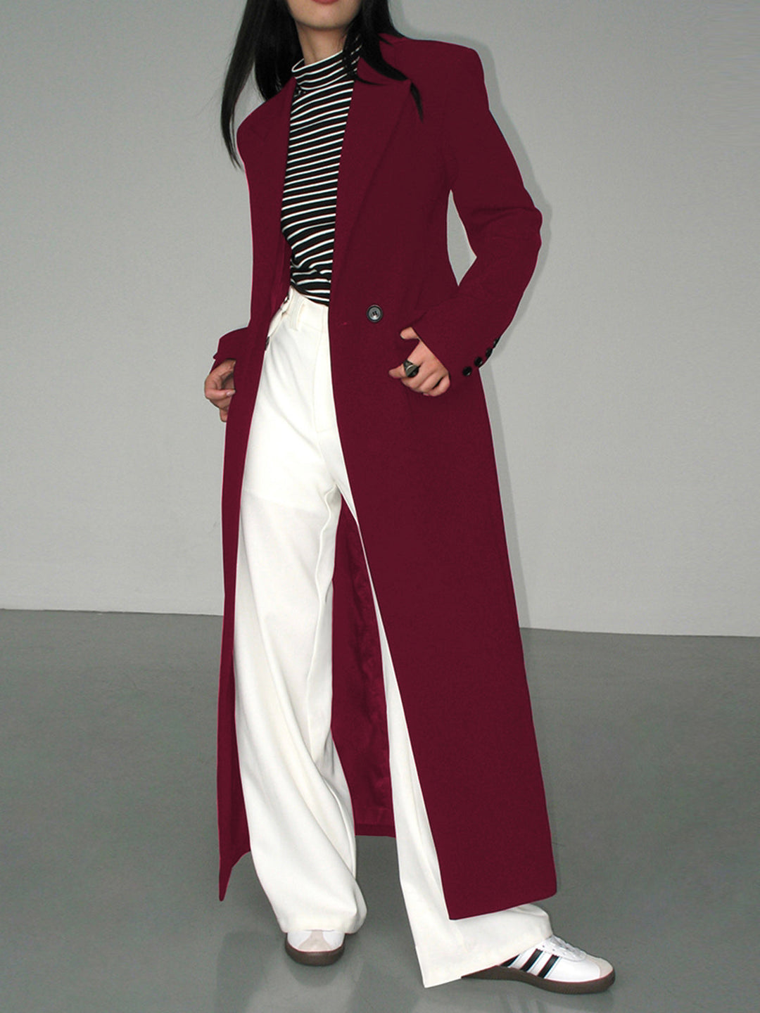 Manteau Blazer à Col Poche