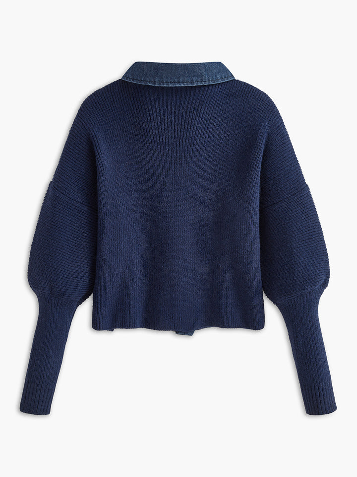 Haut en tricot à revers extensible avec boutonnage devant