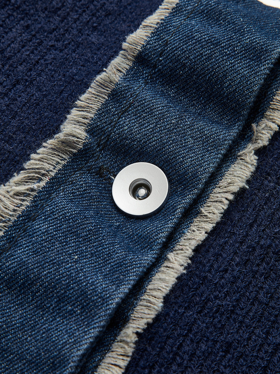 Haut en tricot à revers extensible avec boutonnage devant