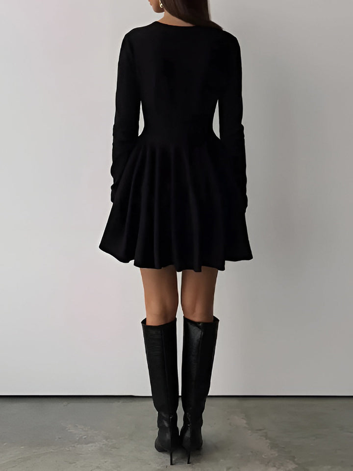 Robe Courte Pull Plissé Uni