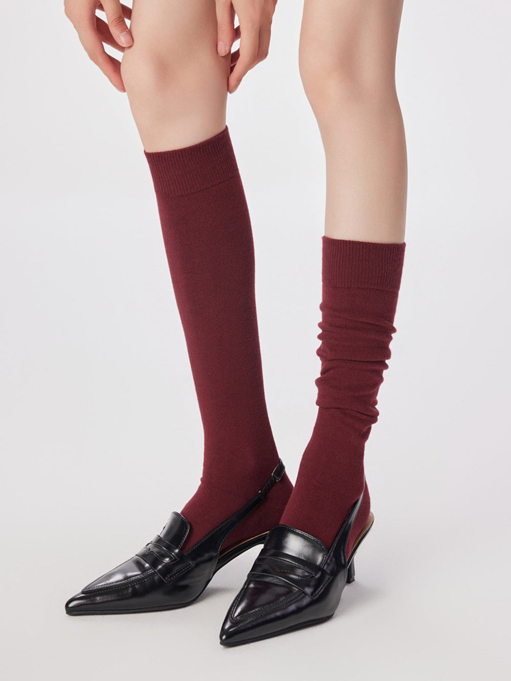 Chaussettes côtelées Soft-Touch en cuir de veau
