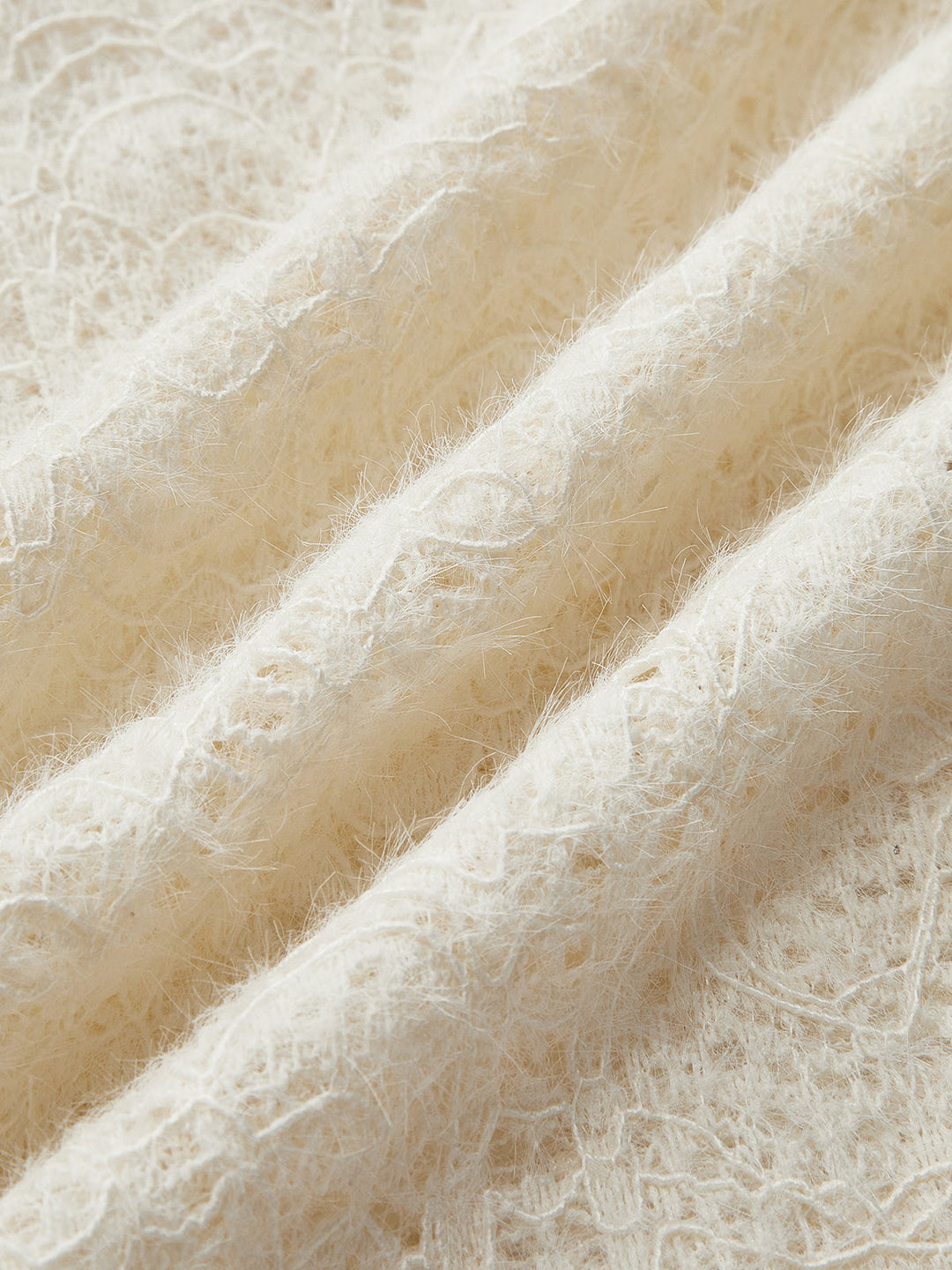 Haut à Manches Longues en Tricot à Col Rond Floral Creux