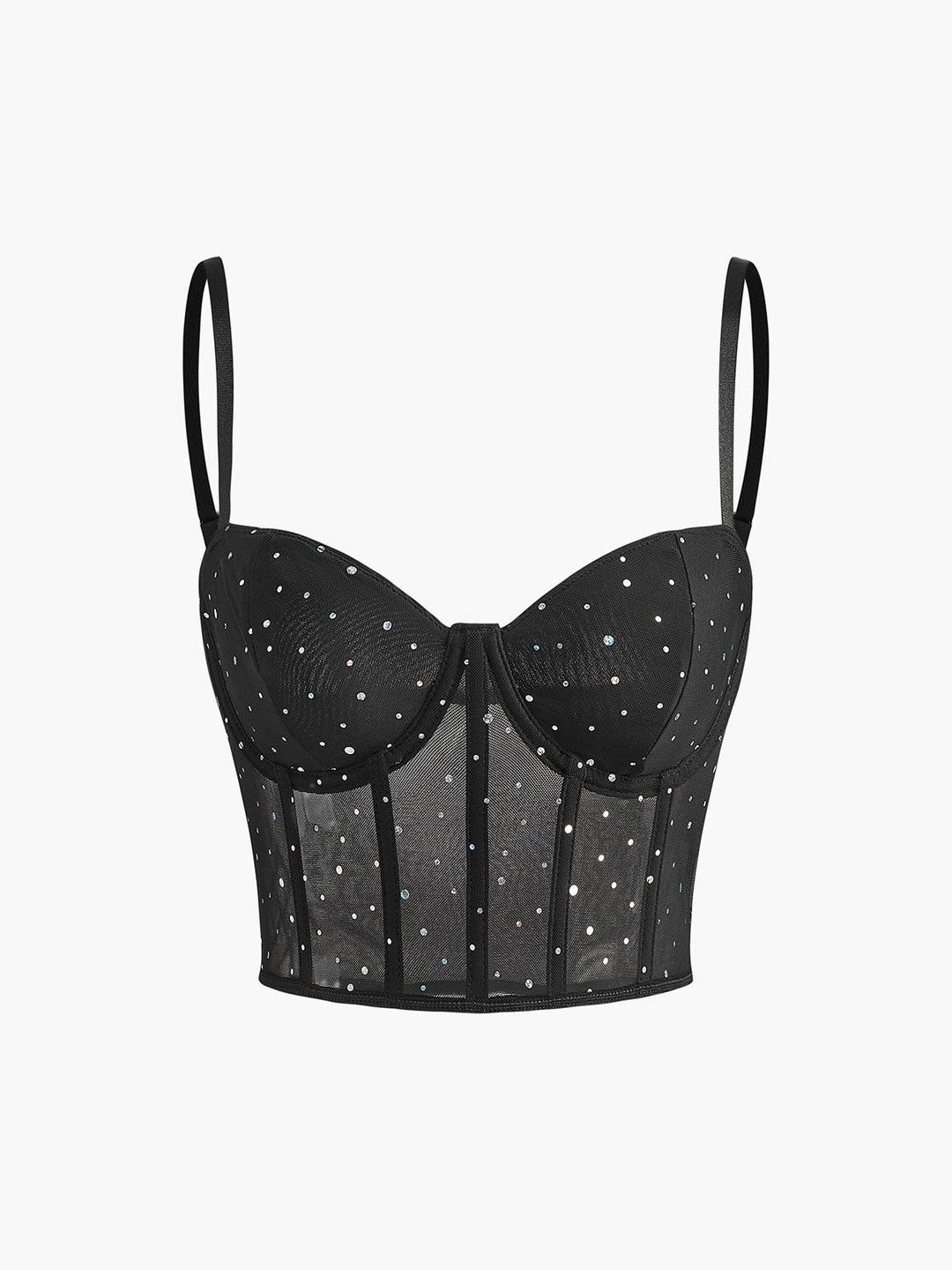 Corset Semi-Transparent à Pois en Maille