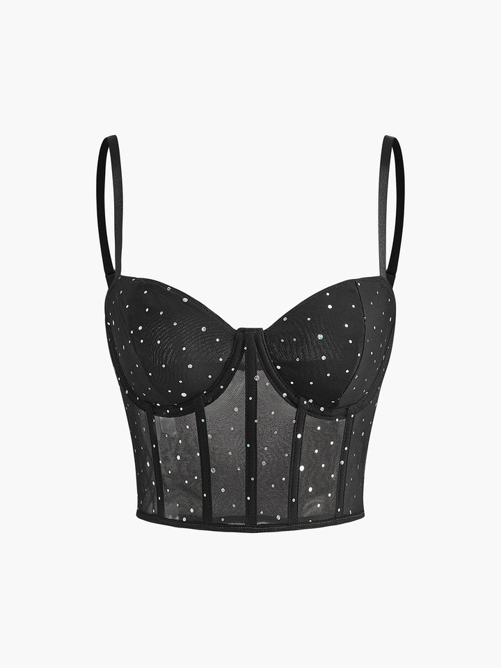 Corset Semi-Transparent à Pois en Maille