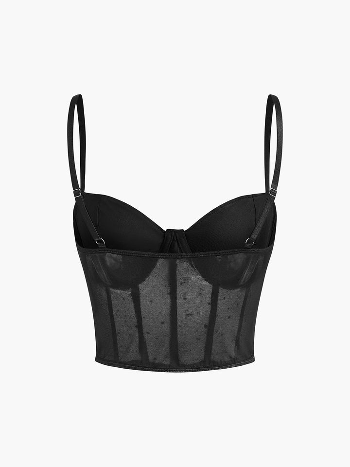 Corset Semi-Transparent à Pois en Maille